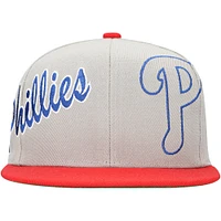 Men's Mitchell & Ness Gray Philadelphia Phillies Knock Out Panel Snapback Hat