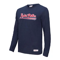 Men's Mitchell & Ness Navy Philadelphia Phillies Wordmark Slub Long Sleeve T-Shirt