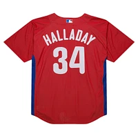 Maillot d'entraînement au bâton Mitchell & Ness Roy Halladay rouge Philadelphia Phillies Cooperstown Collection 2010 pour hommes