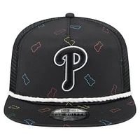 Men's New Era  Black Philadelphia Phillies Gummy Golfer Trucker Adjustable Hat