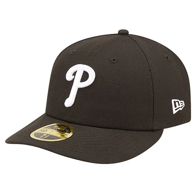 Casquette ajustée 59FIFTY à profil bas des Phillies de Philadelphie New Era pour hommes, noire