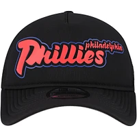 Men's New Era Black Philadelphia Phillies Retro Bold A-Frame Trucker 9FORTY Adjustable Hat