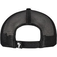 Men's New Era Black Philadelphia Phillies Retro Bold A-Frame Trucker 9FORTY Adjustable Hat
