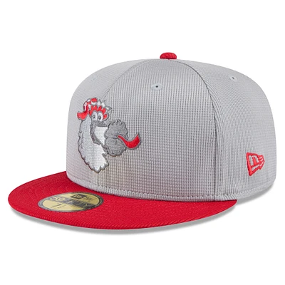 Casquette ajustée 59FIFTY Philadelphia Phillies 2025 pour homme New Era gris/rouge