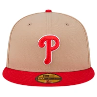 Men's New Era Khaki Philadelphia Phillies 59FIFTY Fitted Hat