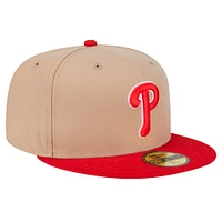 Men's New Era Khaki Philadelphia Phillies 59FIFTY Fitted Hat
