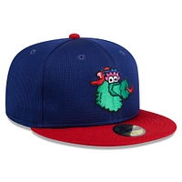 Casquette ajustée 59FIFTY d'entraînement au bâton des Phillies de Philadelphie 2024 New Era pour hommes, bleu marine