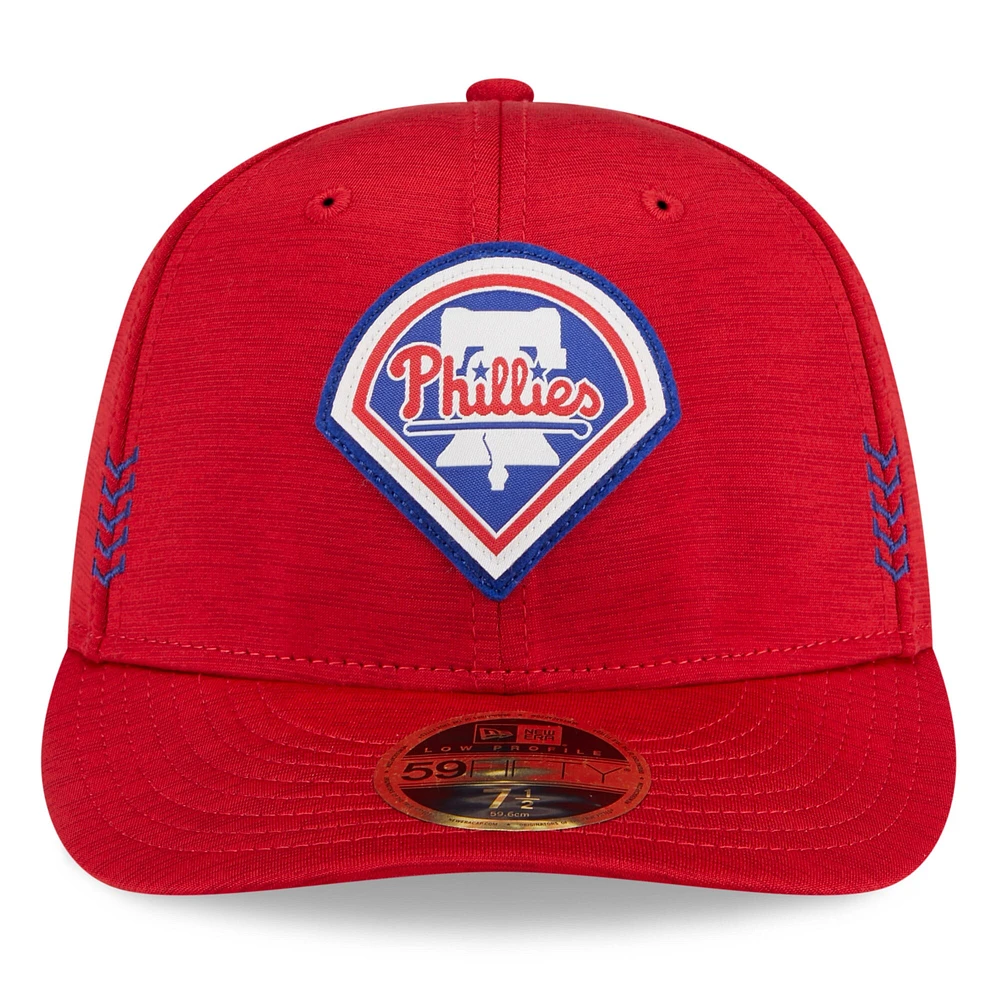 Men's New Era  Red Philadelphia Phillies 2024 Clubhouse Low Profile 59FIFTY Fitted Hat