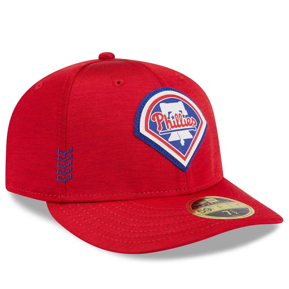 Men's New Era  Red Philadelphia Phillies 2024 Clubhouse Low Profile 59FIFTY Fitted Hat