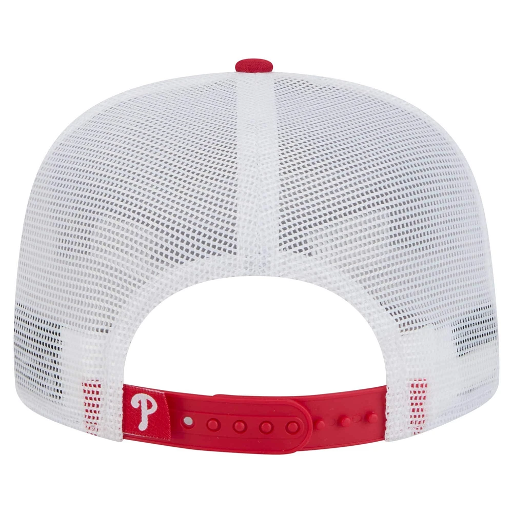 Men's New Era  Red Philadelphia Phillies 9FIFTY A-Frame Trucker Snapback Hat