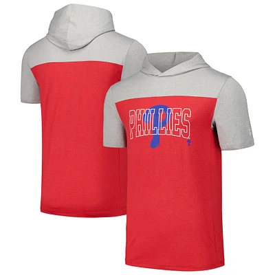 T-shirt à capuche brossé actif New Era pour hommes des Phillies de Philadelphie rouge