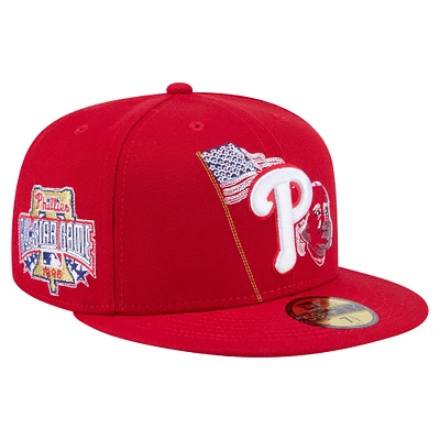 Casquette ajustée 59FIFTY rouge Philadelphia Phillies State Stitch de New Era pour homme