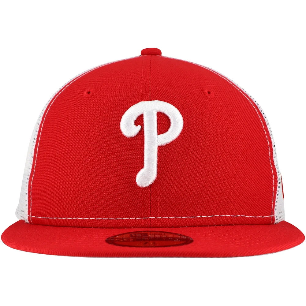 Men's New Era Red Philadelphia Phillies Team Color 59FIFTY Trucker Fitted Hat