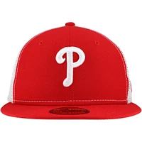 Men's New Era Red Philadelphia Phillies Team Color 59FIFTY Trucker Fitted Hat
