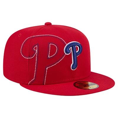 Casquette ajustée 59FIFTY rouge des Phillies de Philadelphie pour homme New Era