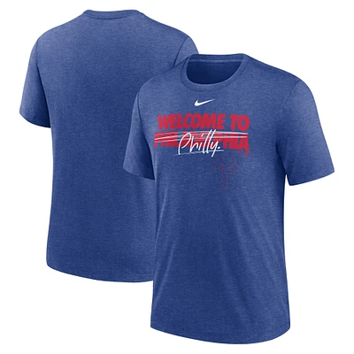 T-shirt tri-mélange Nike Heather Royal Phillies de Philadelphie pour Homme