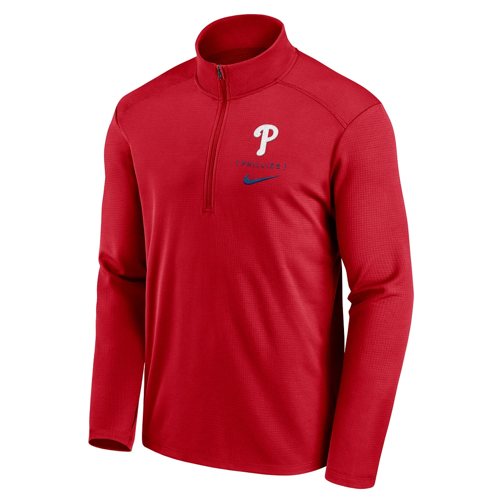 Men's Nike Red Philadelphia Phillies Franchise Logo Pacer Performance Half-Zip Top