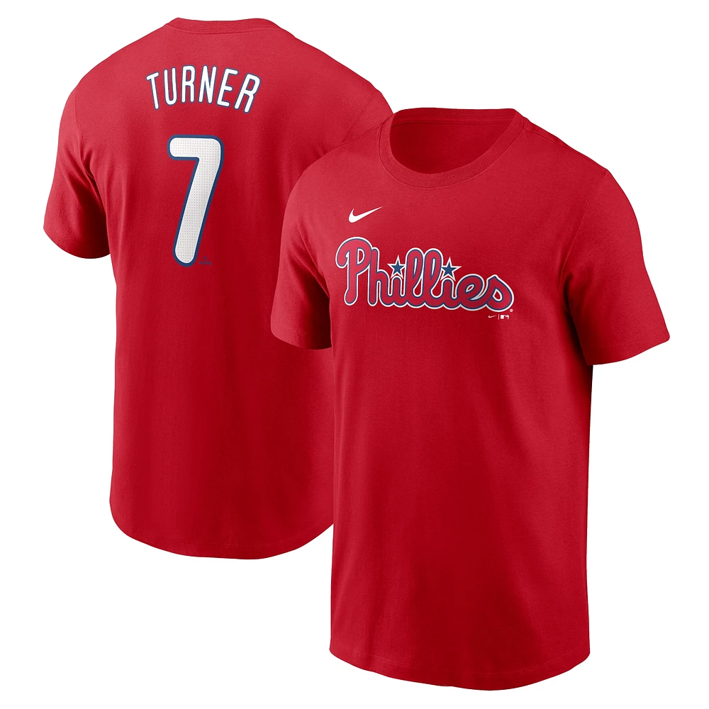 Men's Nike Trea Turner Red Philadelphia Phillies Fuse Name & Number T-Shirt