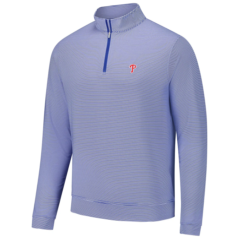 Men's Peter Millar Royal Philadelphia Phillies Perth Sugar Stripe Performance Quarter-Zip Top