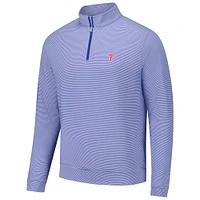 Men's Peter Millar Royal Philadelphia Phillies Perth Sugar Stripe Performance Quarter-Zip Top