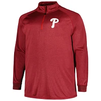 Men's Profile Burgundy Philadelphia Phillies Big & Tall Raglan Quarter-Zip Top