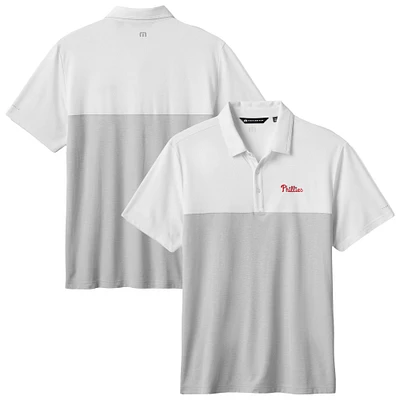 Polo TravisMathew blanc/gris pour homme, champion des home runs Phillies de Philadelphie