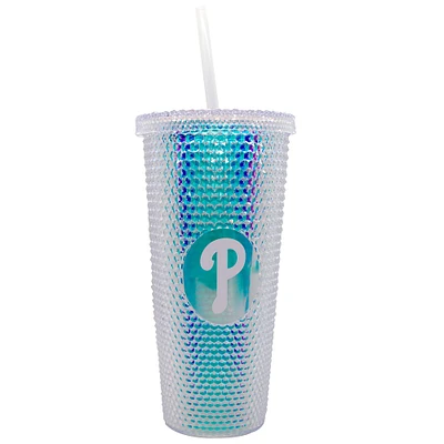 Phillies de Philadelphie 24oz. Gobelet de voyage clouté irisé avec paille