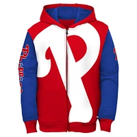 Sweat à capuche rouge fermeture éclair pour tout-petit, carte postale des Phillies de Philadelphie