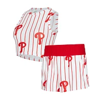 Women's Concepts Sport  White Philadelphia Phillies Pinstripe Record Tank & Short Set
