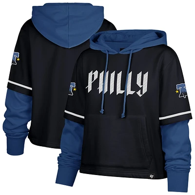Sweat à capuche court City Connect 47 bleu marine pour femme des Philadelphia Phillies