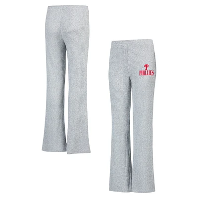 Pantalon de nuit évasé en tricot côtelé Juniper pour femme Concepts Sport Gray Philadelphia Phillies