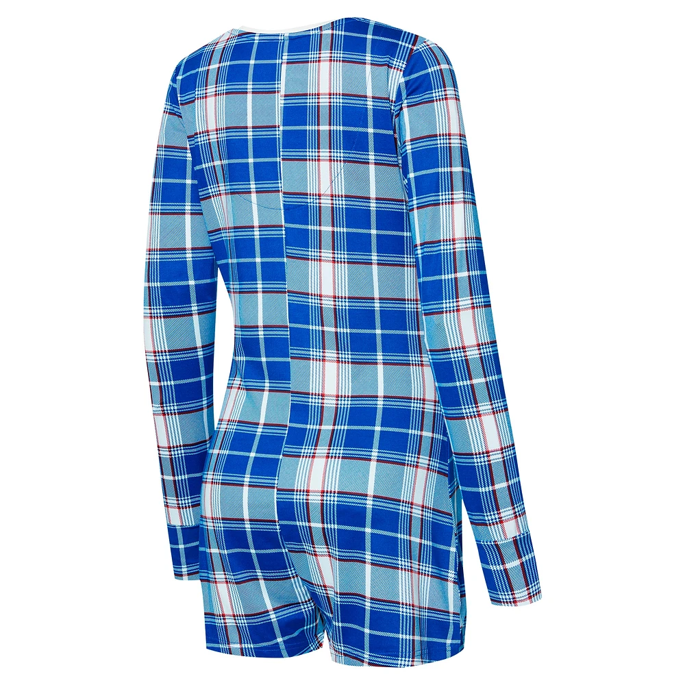 Women's Concepts Sport Royal Philadelphia Phillies Ashford Plaid V-Neck Knit Romper