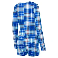 Women's Concepts Sport Royal Philadelphia Phillies Ashford Plaid V-Neck Knit Romper