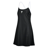 Robe noire Lusso Philadelphia Phillies Nakita à bretelles et encolure dégagée pour femme