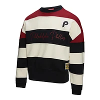Women's Mitchell & Ness  Burgundy/Black Philadelphia Phillies Cooperstown Collection Blocked Fleece Pullover Sweatshirt