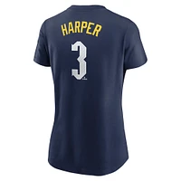 Women's Nike Bryce Harper Navy Philadelphia Phillies 2024 City Connect Fuse Player Name & Number T-Shirt