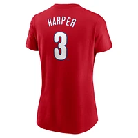 Women's Nike Bryce Harper Red Philadelphia Phillies Fuse Name & Number T-Shirt