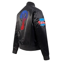 Women's Pro Standard Black Philadelphia Phillies Rhinestone Satin Full-Snap Jacket