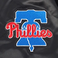 Women's Pro Standard Black Philadelphia Phillies Rhinestone Satin Full-Snap Jacket
