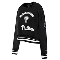 Women's Pro Standard Black Philadelphia Phillies Pearl Cropped Pullover Sweatshirt