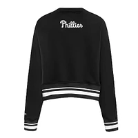 Women's Pro Standard Black Philadelphia Phillies Pearl Cropped Pullover Sweatshirt