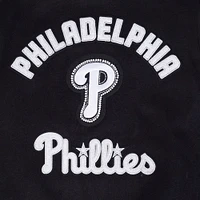 Women's Pro Standard Black Philadelphia Phillies Pearls Rib Wool Full-Zip Varsity Jacket