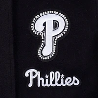 Women's Pro Standard Black Philadelphia Phillies Pearls Rib Wool Full-Zip Varsity Jacket