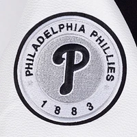 Women's Pro Standard Black Philadelphia Phillies Pearls Rib Wool Full-Zip Varsity Jacket