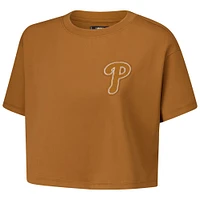 Women's Pro Standard Brown Philadelphia Phillies Paint The City Cropped Boxy T-Shirt