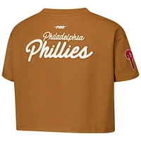 Women's Pro Standard Brown Philadelphia Phillies Paint The City Cropped Boxy T-Shirt