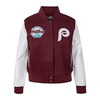 Women's Pro Standard Burgundy Philadelphia Phillies Game Day Classics Wool Varsity Jacket