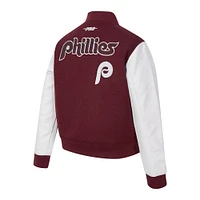 Women's Pro Standard Burgundy Philadelphia Phillies Game Day Classics Wool Varsity Jacket