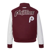 Women's Pro Standard Burgundy Philadelphia Phillies Game Day Classics Wool Varsity Jacket