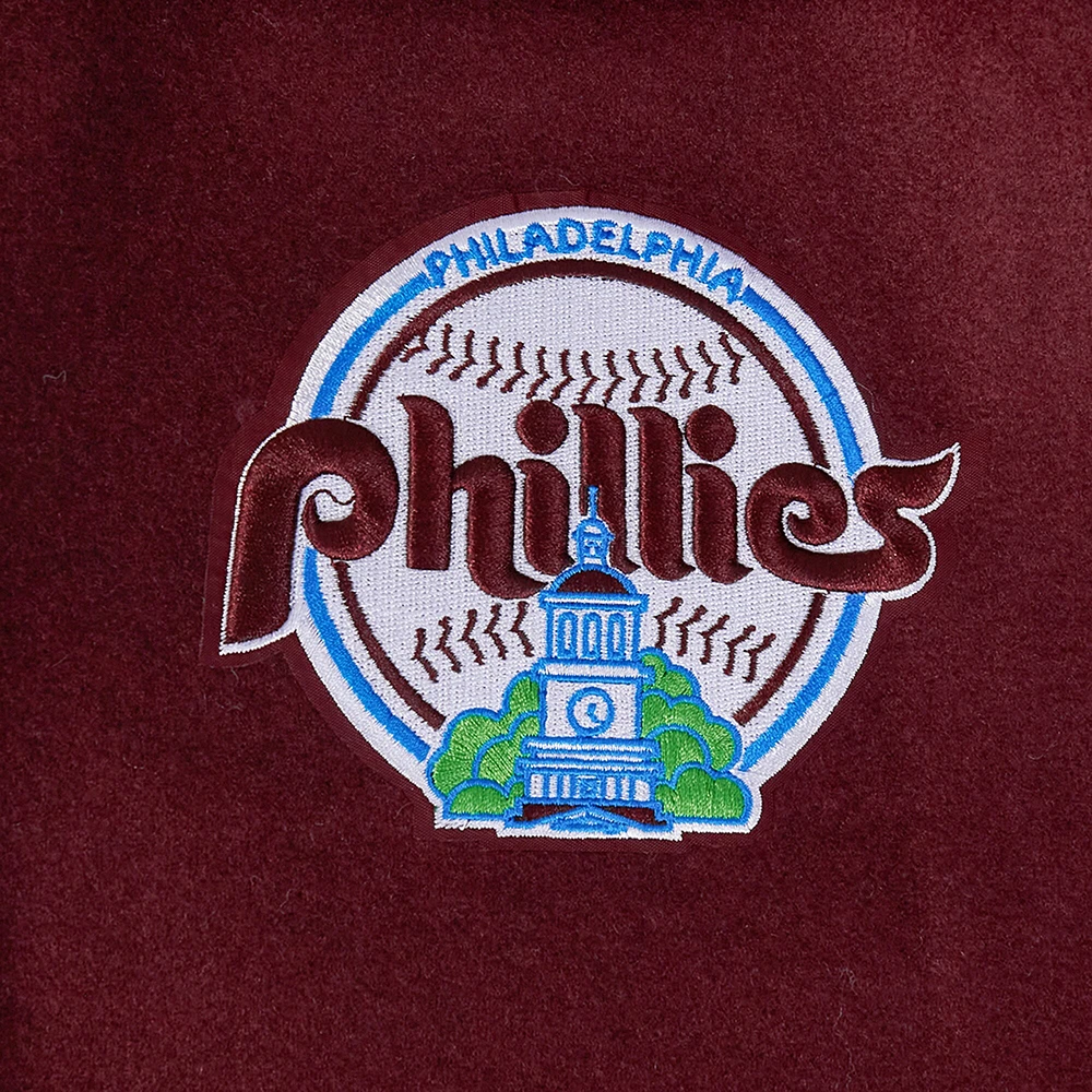Women's Pro Standard Burgundy Philadelphia Phillies Game Day Classics Wool Varsity Jacket